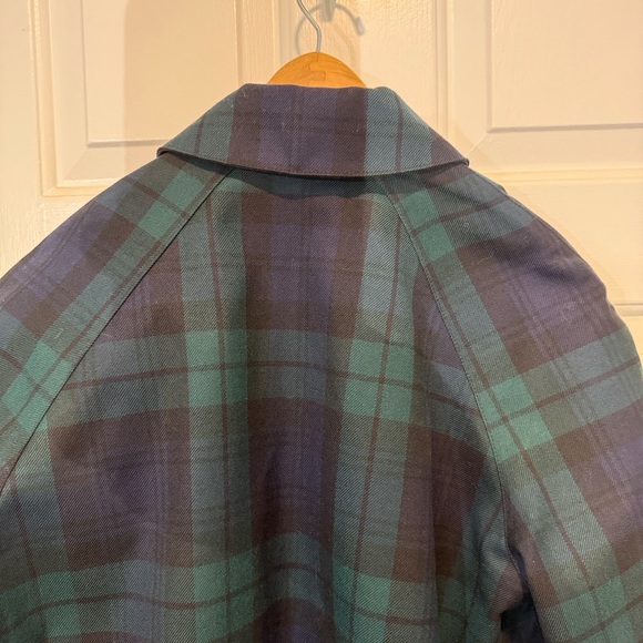 KORS Michael Kors Raincoat MacIntosh Coat Green Blue Plaid Coat M NWT **vintage - Picture 3 of 14